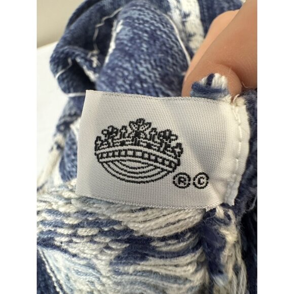 VTG Stitches In Time Womens L Blue White Granny Sweater Beaded Snowflake Holiday - Picture 13 of 13